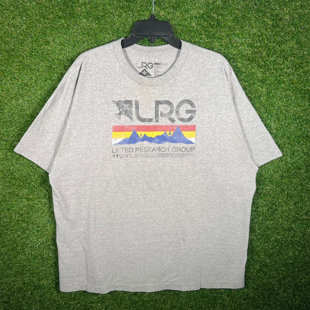 LRG Lifted Research Group Mens 2XL Gray Mountain Graphic T-Shirt Short‎ Sleeve